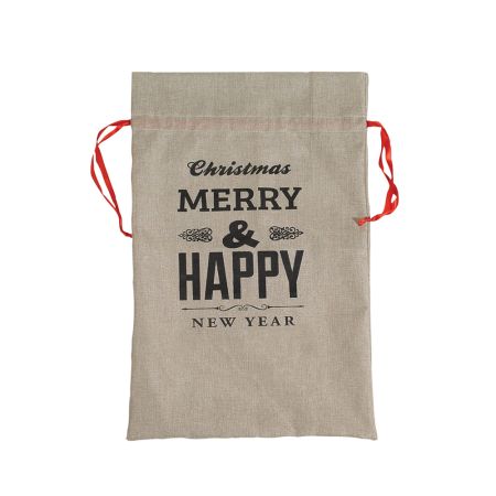 Χριστουγεννιάτικο πουγκί  με σχέδιο Merry Christmas-Happy New Year 33x50cm