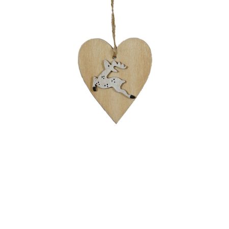  Χριστουγεννιάτικο στολίδι - καρδιά με τάρανδο 7cm 