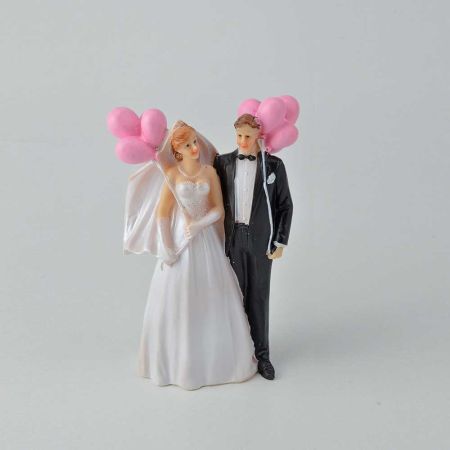 Κορυφή για γαμήλια τούρτα, νυφικό ζευγάρι γαμπρός - νύφη με μπαλόνια 14cm