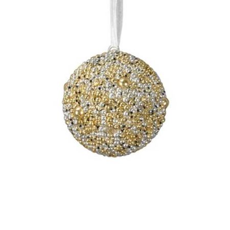 Κρεμαστή μπάλα δέντρου με χάντρες Χρυσό - Ασημί 16cm