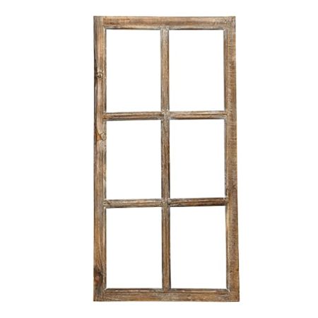 Διακοσμητικό παράθυρο ξύλινο Φυσικό καφέ 60x120cm