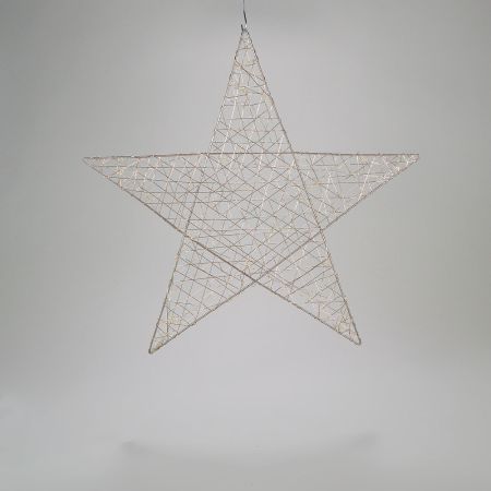 Φωτιζόμενο αστέρι 30microLED μπαταρίας με χρονοδιακόπτη Σαμπανί / Θερμό Λευκό 50cm