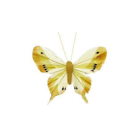 Διακοσμητική πεταλούδα με κλιπ Κίτρινη 10cm