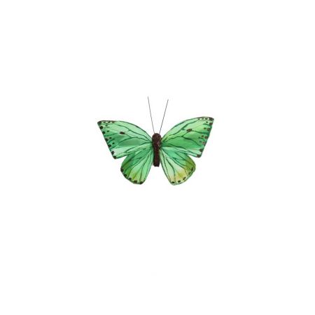 Διακοσμητική πεταλούδα με κλιπ Πράσινη 10cm