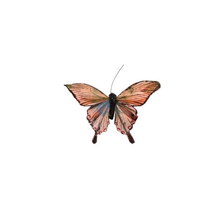 Διακοσμητική πεταλούδα deluxe με κλιπ Ροδακινί 12cm