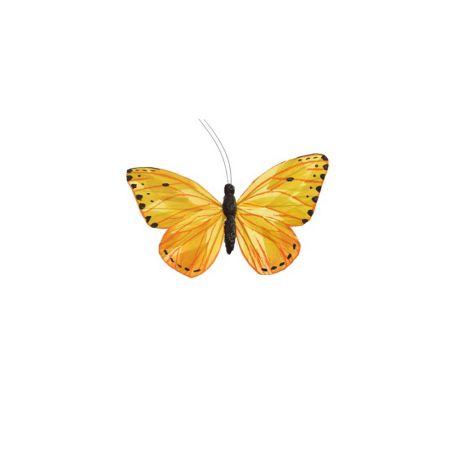 Διακοσμητική πεταλούδα με κλιπ Κίτρινη 15cm