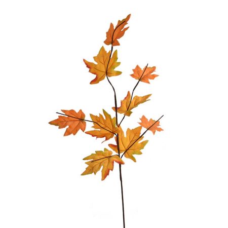 Τεχνητό κλαδί με φύλλα Σφένδαμου Πορτοκαλί 66cm