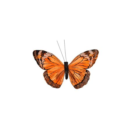 Διακοσμητική πεταλούδα με κλιπ Πορτοκαλί 17cm