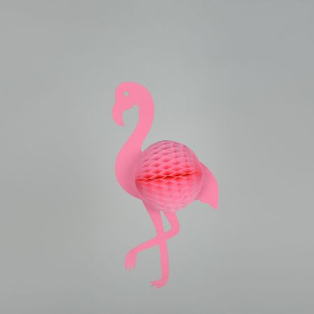 Διακοσμητικό κρεμαστό Φλαμίνγκο κυψελωτό Ροζ 49x22cm