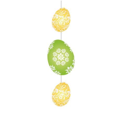 Διακοσμητική γιρλάντα για το Πάσχα με 3 αυγά Πράσινο - Κίτρινο 75x20cm