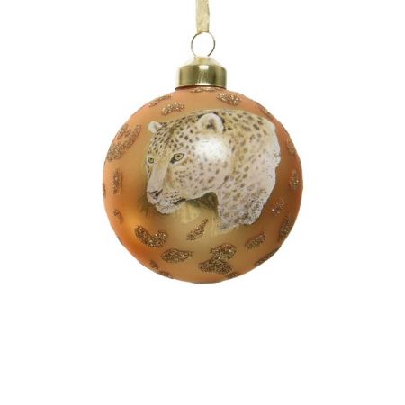 Χριστουγεννιάτικη μπάλα γυάλινη με Τίγρη Χρυσή 8cm