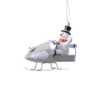 Κρεμαστό στολίδι Χιονάνθρωπος σε έλκηθρο 8x4x7cm