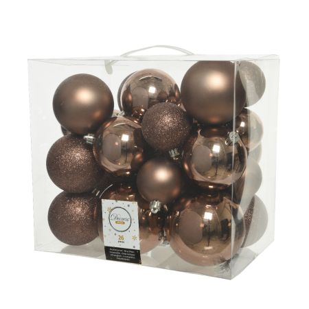 Set 26pcs Plastic Christmas tree balls Brown 6-10cm
