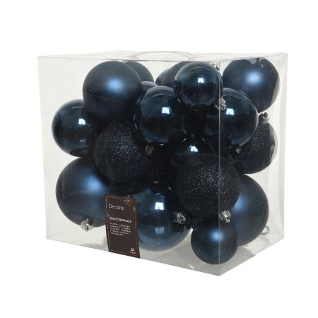 Set 26pcs Plastic Christmas tree balls Dark blue 6-10cm