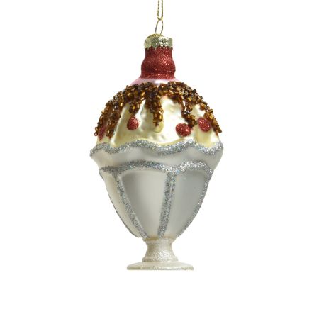 Γυάλινο στολίδι Χριστουγεννιάτικου δέντρου Παγωτό σε ποτήρι 13,8cm