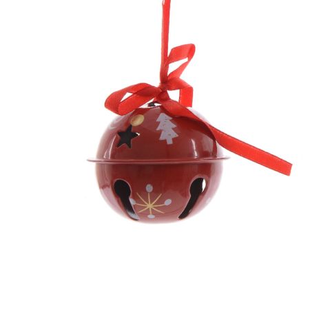 Μεταλλικό Χριστουγεννιάτικο στολίδι καμπανάκι-μπάλα Κόκκινο 6cm (02)