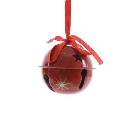 Μεταλλικό Χριστουγεννιάτικο στολίδι καμπανάκι-μπάλα Κόκκινο 6cm (04)