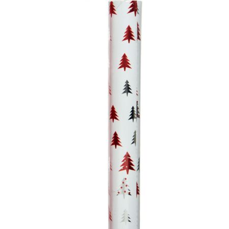 Χαρτί περιτυλίγματος με Χριστουγεννιάτικα δέντρα Λευκό 70x200cm
