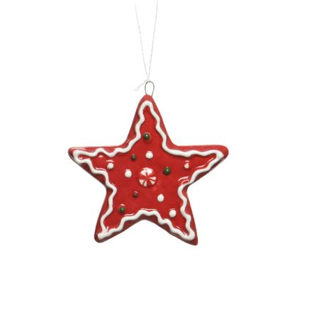 Στολίδι Χριστουγεννιάτικου δέντρου μπισκότο Αστέρι Κόκκινο 8cm
