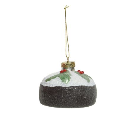 Γυάλινο στολίδι Χριστουγεννιάτικου δέντρου cupcake με γκι Γκρι 8x5cm
