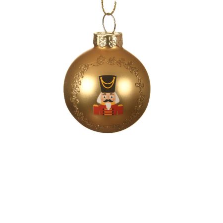 Χριστουγεννιάτικη μπάλα γυάλινη με καρυοθραύστη Χρυσή ματ 4,5cm