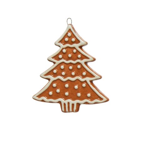 Στολίδι Χριστουγεννιάτικου δέντρου δεντράκι μπισκότο κεραμικό Καφέ 9cm