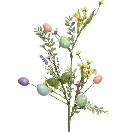 Διακοσμητικό τεχνητό κλαδί με πασχαλινά αυγά και άνθη 70cm