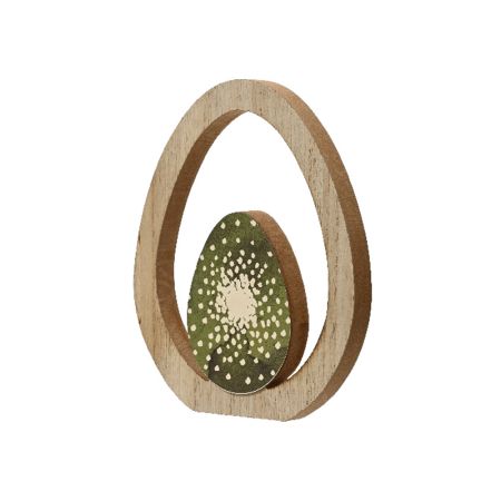 Διακοσμητικό πασχαλινό ξύλινο αυγό με φιγούρα αυγό Πράσινο 20,5x24cm (03)