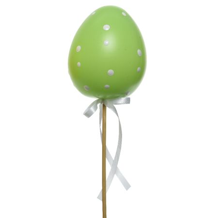 Διακοσμητικό πασχαλινό αυγό πουά πλαστικό σε στικ Πράσινο 12x15x60cm