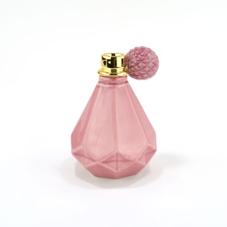 Decorative porcelain perfume bottle shaped Candle holder Pink-Gold 15x9,5x20,3cm