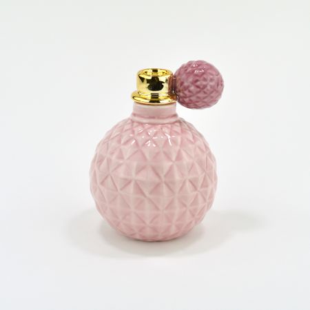 Decorative porcelain perfume bottle shaped Candle holder Pink 15cm