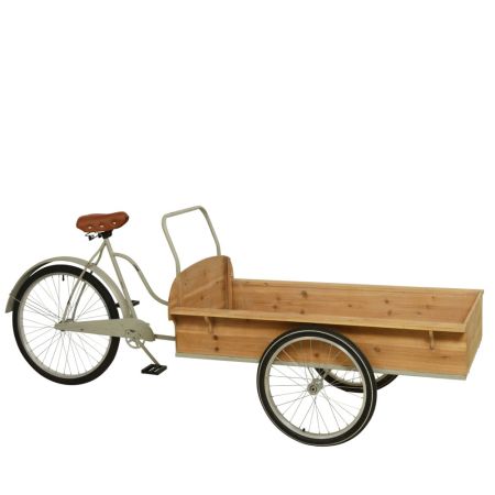 Διακοσμητικό ποδήλατο με ξύλινο σταντ Γκρι-Φυσικό 216x75x78cm