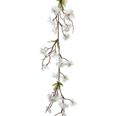 Διακοσμητική ανοιξιάτικη γιρλάντα με άνθη ροδακινιάς λευκά 187cm