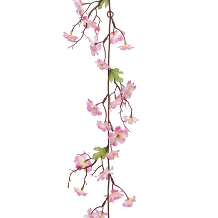 Διακοσμητική Ανοιξιάτικη γιρλάντα με άνθη ροδακινιάς ροζ 187cm