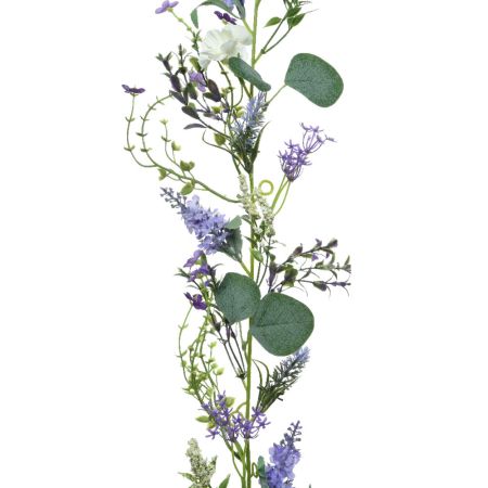Ανθισμένη γιρλάντα με άνθη λεβάντας με άνθη Λευκά-Μωβ 180cm