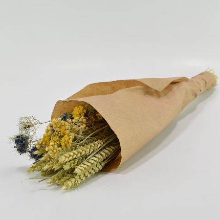 Διακοσμητική δέσμη-μπουκέτο με αποξηραμένες μαργαρίτες και στάχυα Λευκές 50cm