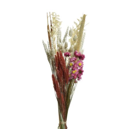 Διακοσμητική δέσμη-μπουκέτο με αποξηραμένα λουλούδια και pampas 60cm