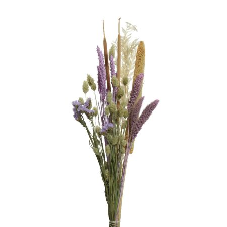 Διακοσμητική δέσμη-μπουκέτο με αποξηραμένα λουλούδια και pampas Μωβ 60cm