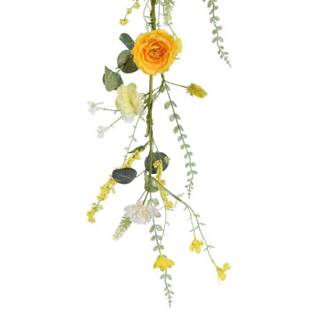 Διακοσμητική Γιρλάντα με Κίτρινα - Λευκά Λουλούδια 150cm