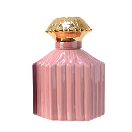 Διακοσμητικό πορσελάνινο βάζο σε σχήμα μπουκάλι αρώματος Ροζ-Χρυσό 15x9,5x20,3cm