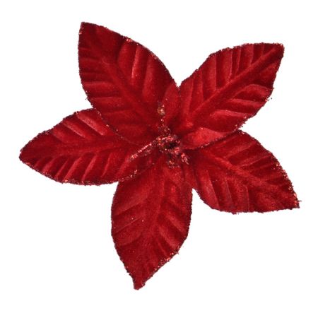 Χριστουγεννιάτικο βελούδινο Αλεξανδρινό λουλούδι Κόκκινο 11cm 