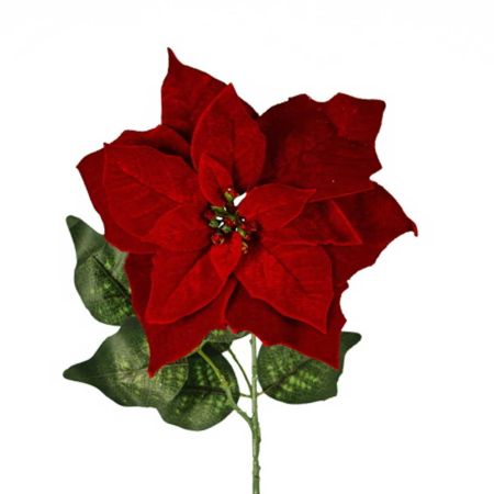 Χριστουγεννιάτικο Αλεξανδρινό άνθος Κόκκινο - Πράσινο 25cm