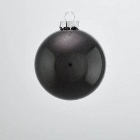 Χριστουγεννιάτικη μπάλα γυάλινη Μαύρη γυαλιστερή 8cm