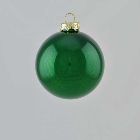 Χριστουγεννιάτικη μπάλα γυάλινη Πράσινη γυαλιστερή 8cm