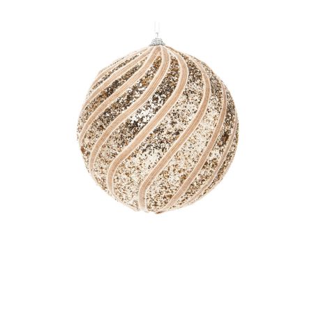 Χριστουγεννιάτικη μπάλα με glitter Σαμπανί 8cm