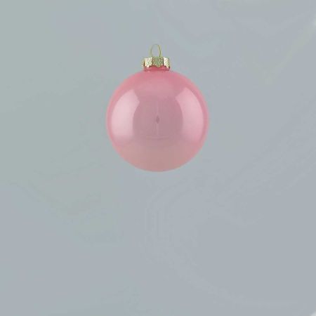  Χριστουγεννιάτικη μπάλα γυάλινη Ροζ απαλό γυαλιστερό 6cm