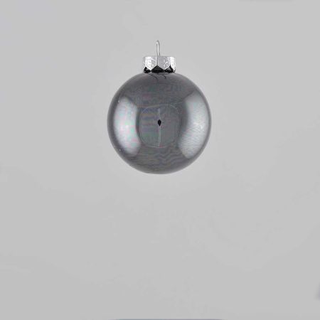 Χριστουγεννιάτικη μπάλα γυάλινη Ανθρακί γυαλιστερή 6cm