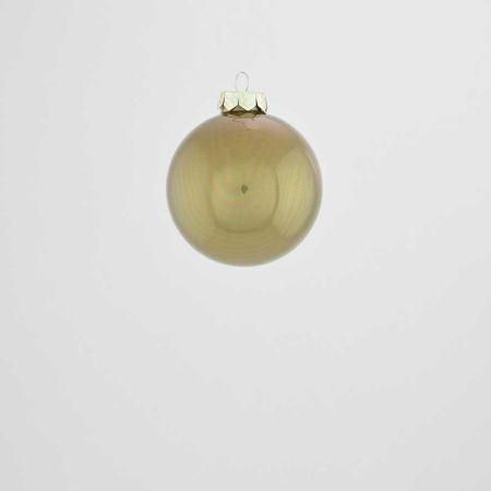 Χριστουγεννιάτικη μπάλα γυάλινη Λαδί γυαλιστερό 6cm