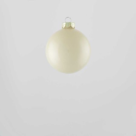  Χριστουγεννιάτικη μπάλα γυάλινη Κρεμ γυαλιστερή 6cm