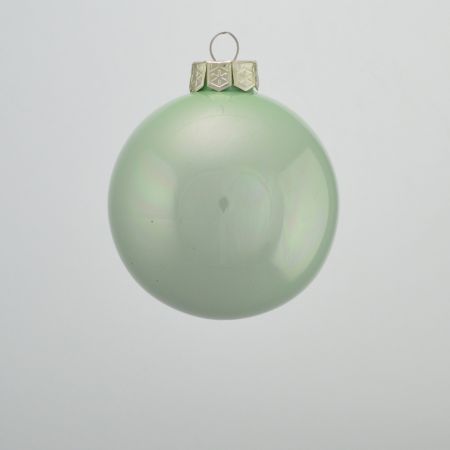 Χριστουγεννιάτικη μπάλα γυάλινη Πράσινο Μέντας γυαλιστερή 8cm